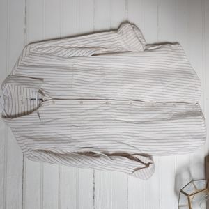 *SOLD* Thread &supply warm long sleeve white and gray striped button down size M